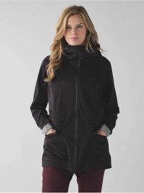 Lululemon &go Cityfarer Anorak Black Grey Size 6 Soft-shell